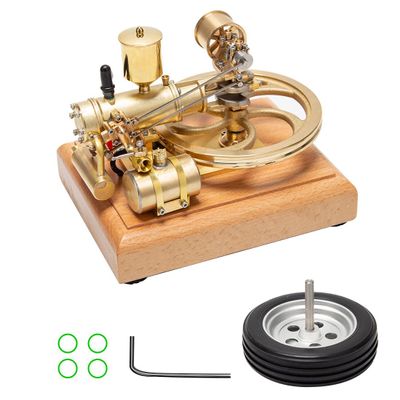 Domiuie 1.9CC Internal Combustion Engine Model Kit, 1.9CC Horizontal Single Cylinder Four-Stroke Metal Engine Molde Kit That Works, Mini Engine Kits Educational Toy Model for Adult