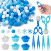 EZdhuawuse Winter Fine Motor Toys - 270Pcs Christmas Counting Sorting Sensory Bin Filler Set for Kids Winter Counting Toy with Felt Snowflakes Pom Poms Cup Clip for Preschool Education Activities view 1