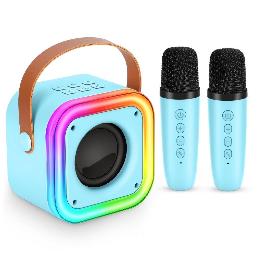 Mini Karaoke Machine for Kids, Girl Toys Gifts, Kids Karaoke Wireless Microphone for 4,5,6,7,8,9,10,11,12 Years Old Boys and Girls Christmas Party Gifts Toys (Blue)