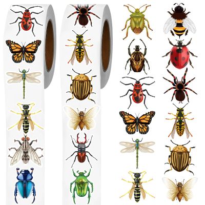 Dazoratix Insect Bug Stickers Rolls - 1000Pcs Small Animal Sticker Ladybird Beetle Butterfly Decals Aesthetics Self-Adhesive Labels for Kids School Prizes Rewards Classroom Teaching