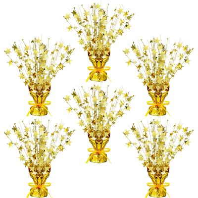 Crowye 6 Pcs Metallic Foil Spray Centerpiece Party Star Fall Table Decoration Valentine's Day New Year 2026 Table Decor for Birthday Party Holiday(Gold,Medium Star)