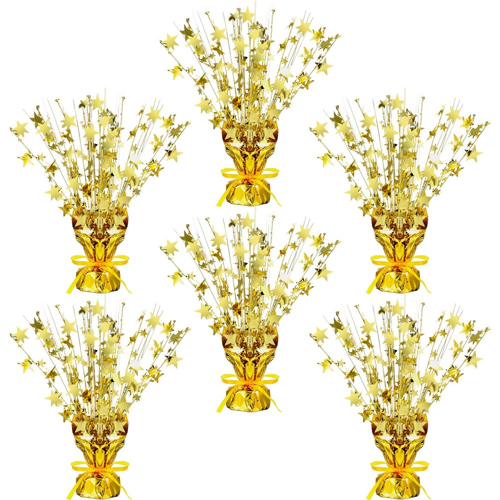 Crowye 6 Pcs Metallic Foil Spray Centerpiece Party Star Fall Table Decoration Valentine's Day New Year 2026 Table Decor for Birthday Party Holiday(Gold,Medium Star)