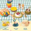 HAPGFS 30 PCS Wooden Play Dishes and Plates for Kids, Montessori Wooden Kitchen Accessories Tableware Set Toys for Toddler Gifts, Pretend Play Food Sets for Children Birthday 3 4 5 6 Boys Girls view 4