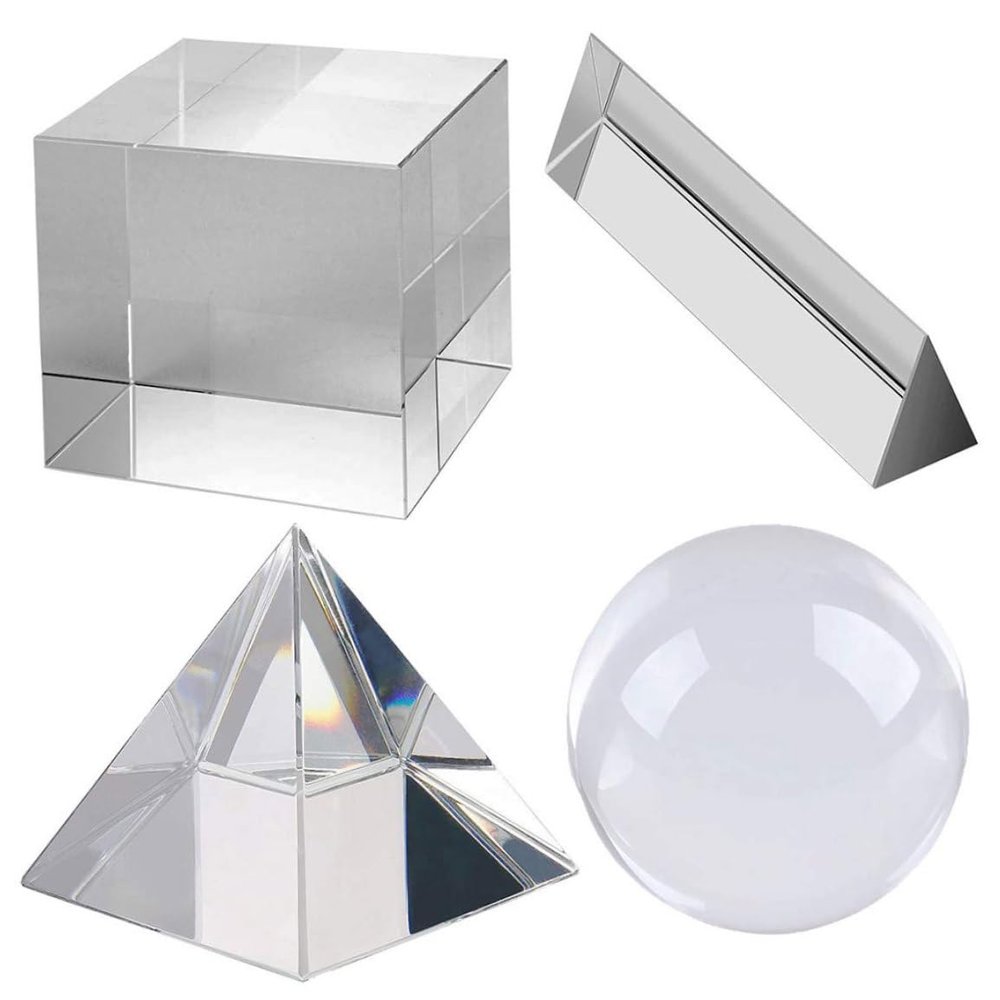 Tuimiyisou Prism Refractor Optical Crystal Prism Refractor Rainbow Maker Glass Light Prism for Science Teaching Spectrum Physics Photography Decoration 4PCS