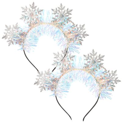 2pcs Christmas Snowflake Headbands Rhinestone Xmas Snowflake Flower Hairband for Women Adult Role Play Carnival Party Winter Holiday