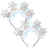 2pcs Christmas Snowflake Headbands Rhinestone Xmas Snowflake Flower Hairband for Women Adult Role Play Carnival Party Winter Holiday