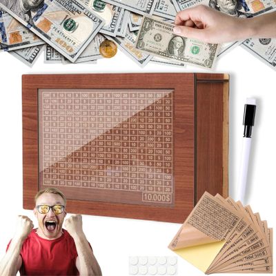 10000 Savings Challenge Box, Money Saving Box, 2025 Upgraded Cash Vault Wooden Savings Box 10000, Retro Style Handmade Savings Box, Cash Box with Target and Counter, Cultivate Good Saving Habits