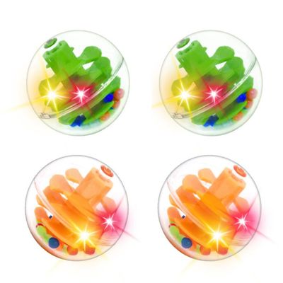 WEofferwhatYOUwant LED Activity Balls 4 Motion-Activated Light-Up Rattle Balls for Toddler STEM Towers 1.8" Sensory Toy for Kids - Permanently Enclosed 45 Hour Long Lasting Batteries
