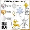 Jobkoo Snowflake Balloon Arch Garland Kit 124 Pcs SiIver White Gold Snow Balloons Snowflake Explosion Star Reindeer Foil Balloon for Christmas New Year Winter Wonderland Birthday Party Decor view 2
