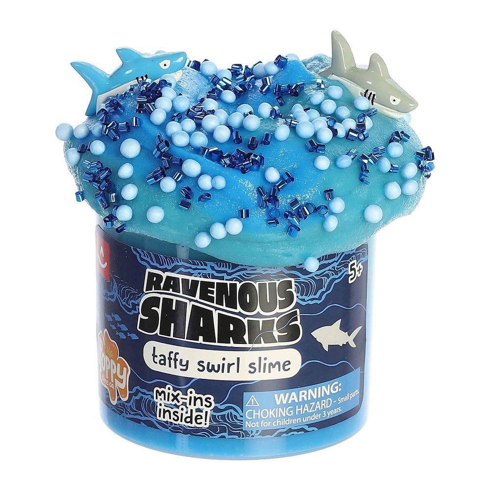 Aurora Toys Gooey Poppy Slime Co. Ravenous Sharks Slime Toy - Sensory Play for Fun Playdates - for Kids 5+ Years, Adults, and Parents - Blue 11.3 oz