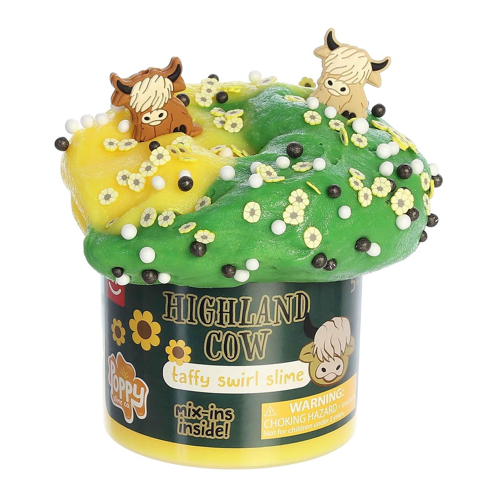 Aurora Toys Gooey Poppy Slime Co. Highland Cow Slime Toy - Sensory Play for Fun Playdates - for Kids 5+ Years, Adults, and Parents - Green 11.3 oz