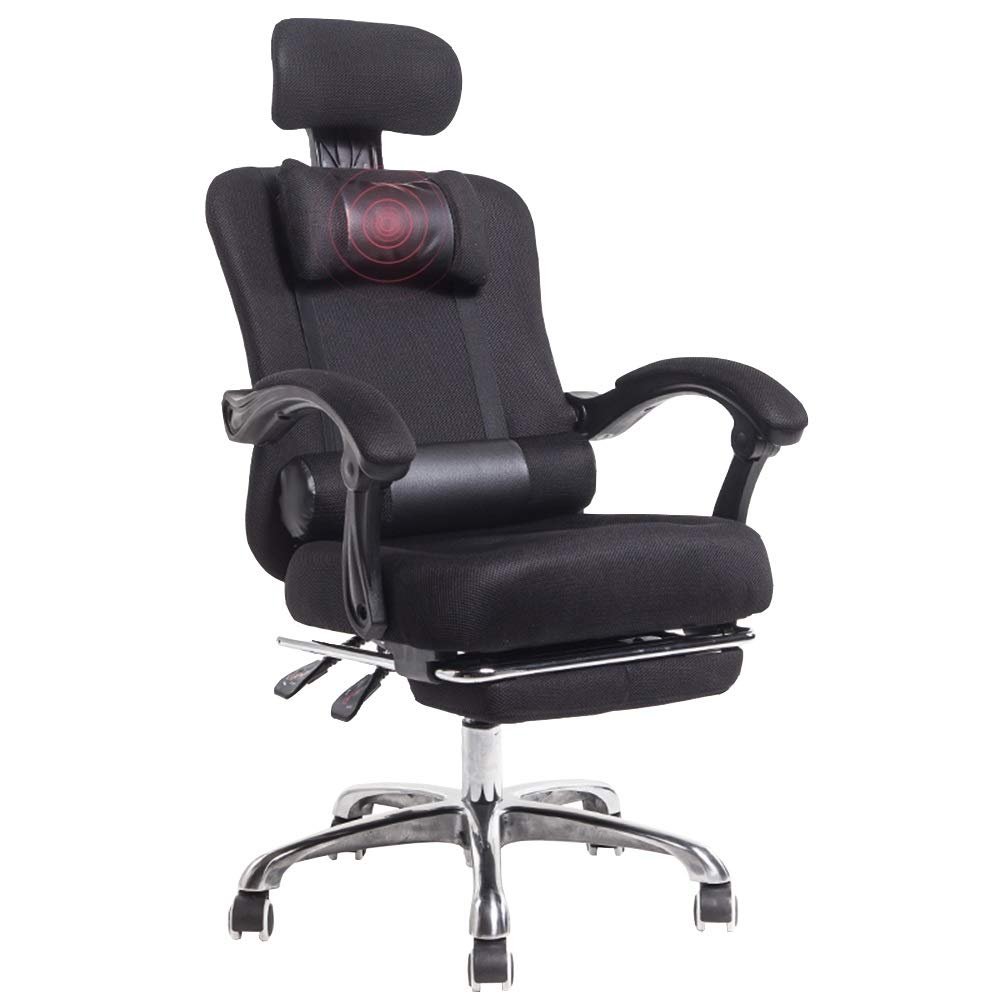 WDFYJ Game Chair Racing Chair Ergonomic Computer Office Chair with Footrest 65 * 65 * 110-120cm(Black)