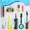18 Pcs Inflatable Rock Star Instrument Set Include Inflatable Microphone 2 Inflata Guitar 1 Mobile Phone Recorder Piano Saxophone Bass 4 Lute with 1 Pump for 80s 91s Themed Birthday Party Decorations view 2