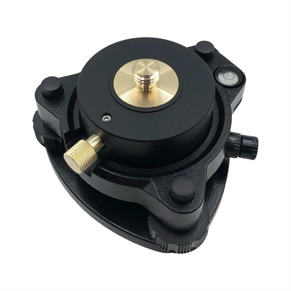 Black Three-Jaw Tribrach & Rotating Adapter 5/8" x11 with Optical Plummet for Total Station Prism Support and GPS