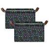 Yasala Shelf Basket Neon Black Cat Foldable Nursery Storage Bin Organizer Closet Bin with Handle Clothes Container Laundry Hamper Decorative Cube view 2