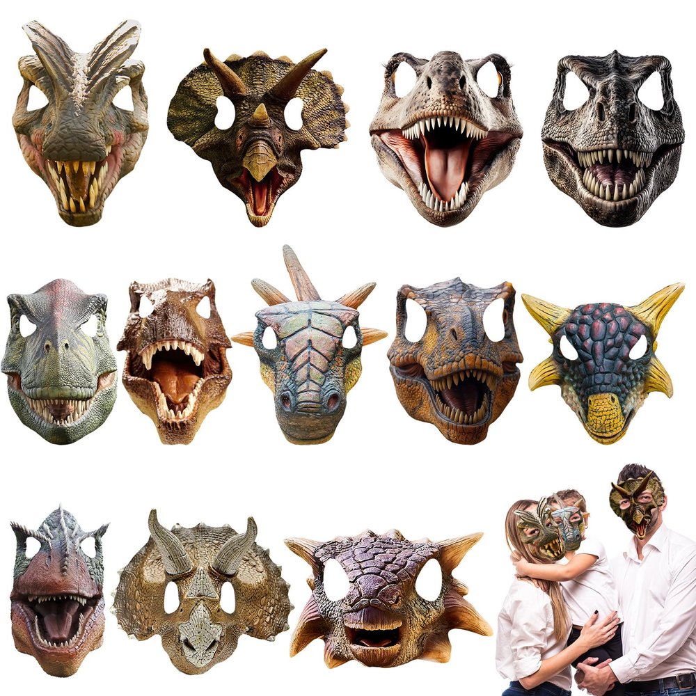 Minatee 24 Pcs Jurassic Dinosaur Party Decorations Dino Masks Birthday Decorations for Kids Party Supplies Animal Mask Theme Birthday Gifts for Boys Girls
