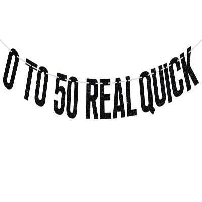 0 To 50 Real Quick Banner, Cheers to 50 Years/Awesome Since 1974, Happy 50th Birthday Party Decorations Supplies for Men Women, Black Glitter