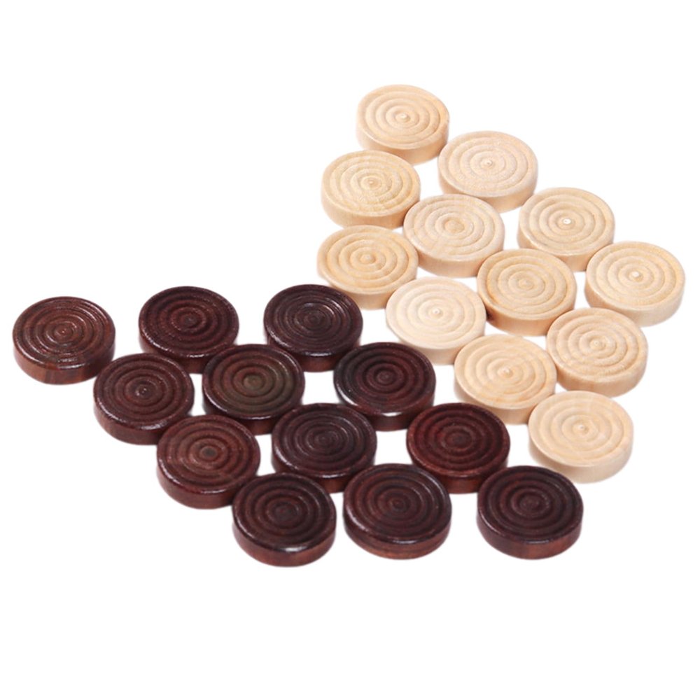 24Pcs Checker Draughts Set Draughts Pieces Wood Checker Drafts Pieces Replacement Stackable Backgammon Chess Pieces
