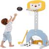 HOMGX Children's Basketball Hoop, Lion Shaped, Portable Indoor and Outdoor Basketball Goal Toy w/ 5 Adjustable Height Levels, Suitable for Young Boys and Girls (Yellow) view 1