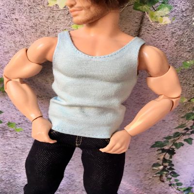 BQ?Power Basic Tank Top for 12" Ken Dolls, 1/6 Scale / 23. Gray Pull-on Style