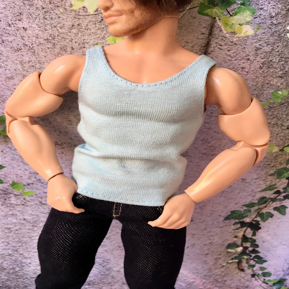 BQ?Power Basic Tank Top for 12" Ken Dolls, 1/6 Scale / 23. Gray Pull-on Style