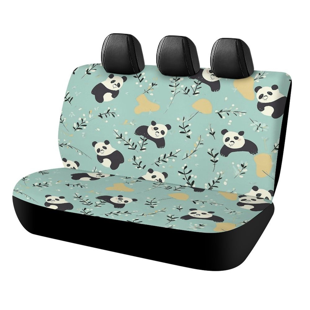 NWTRJ Lovely Pandas Car Back Seat Covers Soft Waterproof Cars Rear Bench Cushion Covers Dust and Scratch Proof Auto Backrest Protector Cover Universal Fit Most Trucks SUV Van