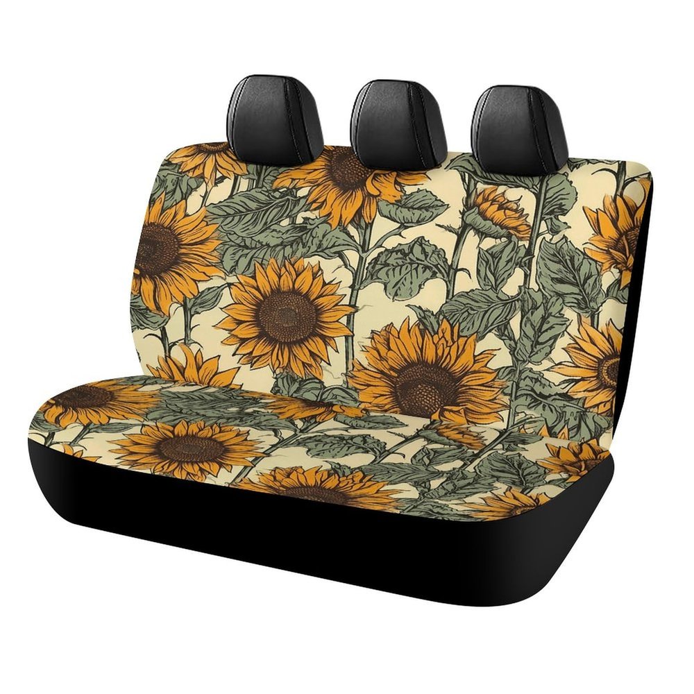 NWTRJ Romantic Sunflowers Car Back Seat Covers Soft Waterproof Cars Rear Bench Cushion Covers Dust and Scratch Proof Auto Backrest Protector Cover Universal Fit Most Trucks SUV Van