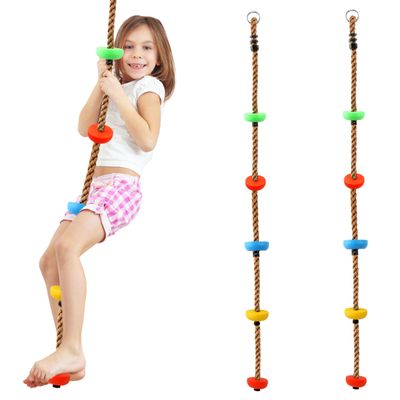 2 Pack 6.59ft Climbing Rope with Knots Colorful Playground Rope Swing Tree Climbing Ropes for Kids Outdoor Swing Set Backyard Accessories