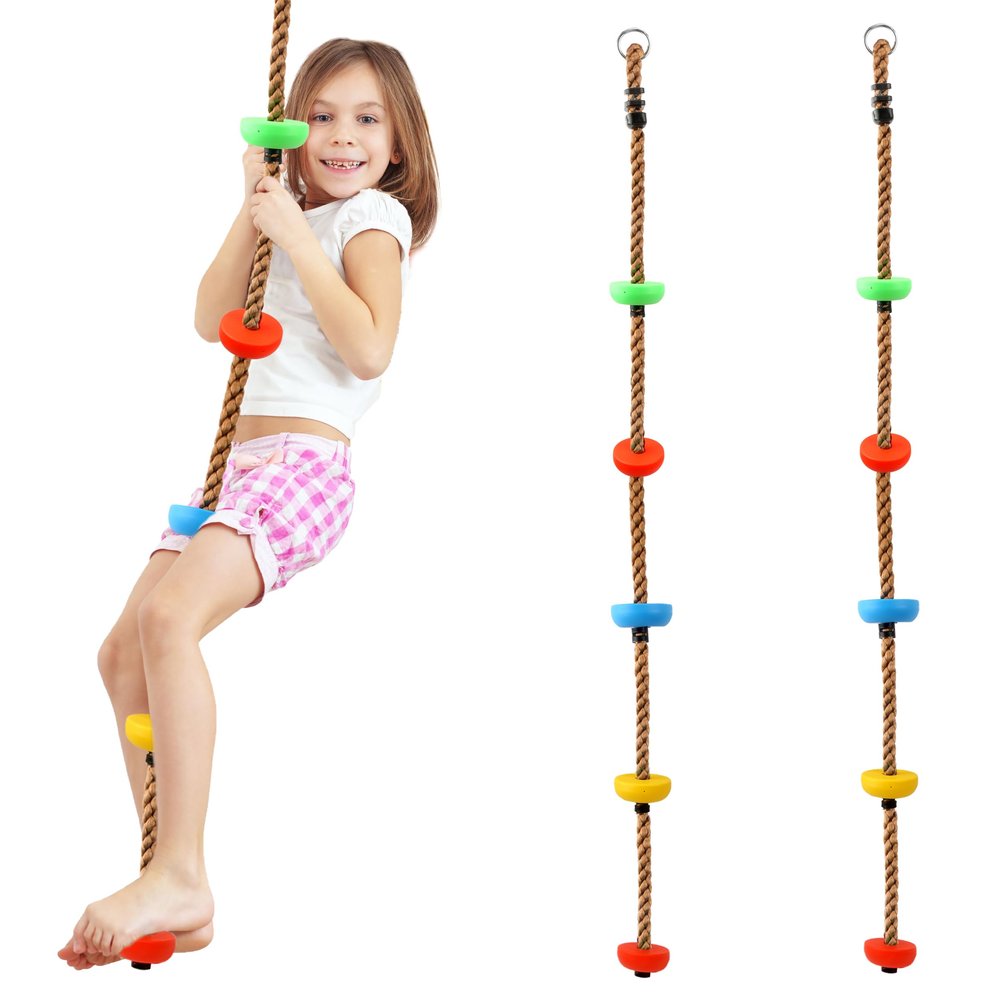 2 Pack 6.59ft Climbing Rope with Knots Colorful Playground Rope Swing Tree Climbing Ropes for Kids Outdoor Swing Set Backyard Accessories