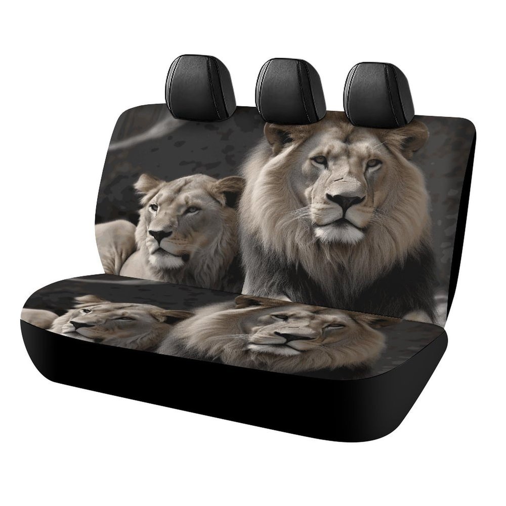 NWTRJ Male and Female Lions Car Back Seat Covers Soft Waterproof Cars Rear Bench Cushion Covers Dust and Scratch Proof Auto Backrest Protector Cover Universal Fit Most Trucks SUV Van