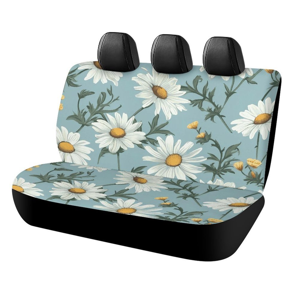 NWTRJ Daisy Car Back Seat Covers Soft Waterproof Cars Rear Bench Cushion Covers Dust and Scratch Proof Auto Backrest Protector Cover Universal Fit Most Trucks SUV Van