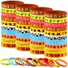 Youdaju 50Pcs Western Party Bracelets Cowboy Cowgirl Silicone Bracelets Western Themed Stretch Wristbands for Western Party Birthday Party Supplies Decorations,10 Different Patterns view 1