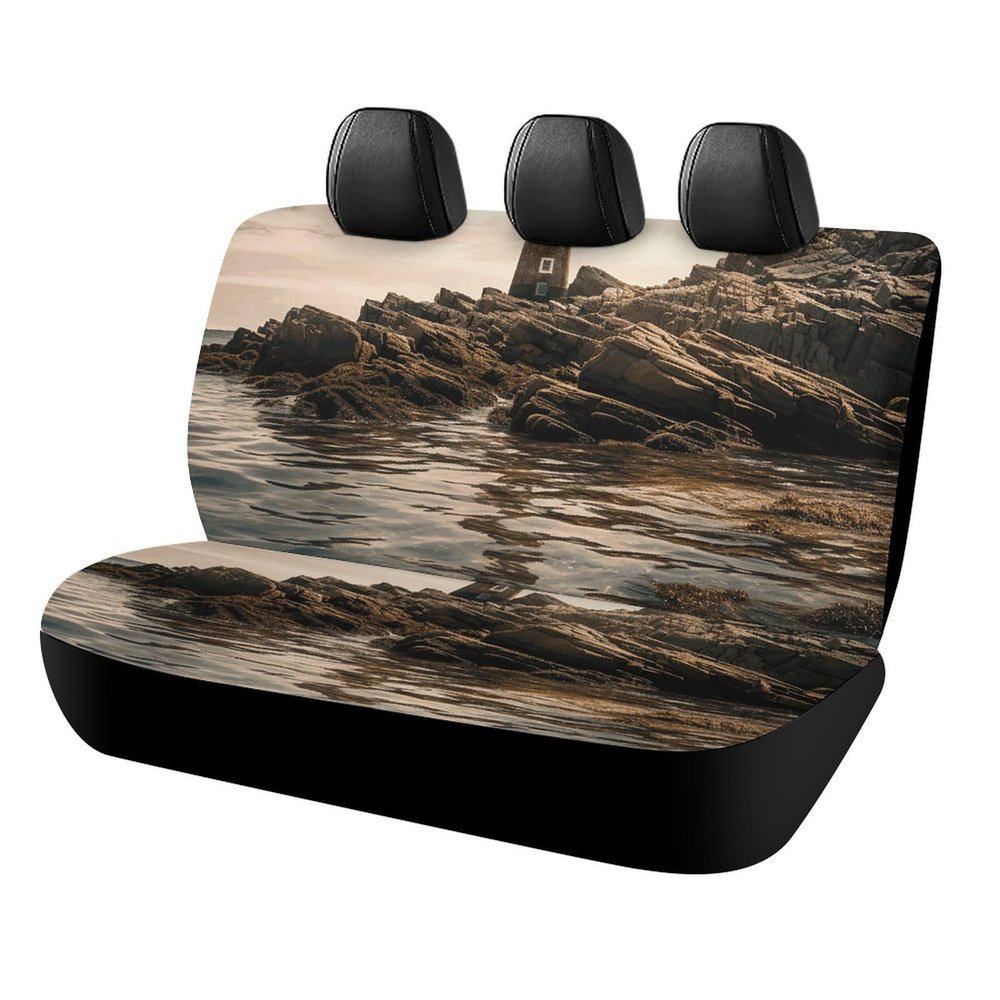 NWTRJ Lighthouse Car Back Seat Covers Soft Waterproof Cars Rear Bench Cushion Covers Dust and Scratch Proof Auto Backrest Protector Cover Universal Fit Most Trucks SUV Van