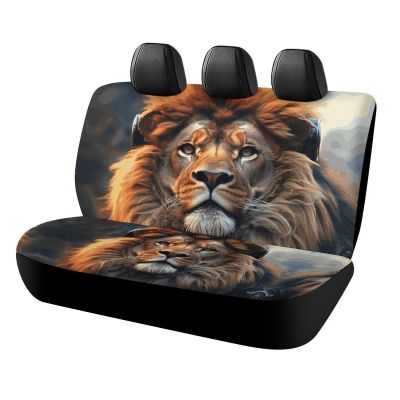 NWTRJ SciFi Lion Car Back Seat Covers Soft Waterproof Cars Rear Bench Cushion Covers Dust and Scratch Proof Auto Backrest Protector Cover Universal Fit Most Trucks SUV Van