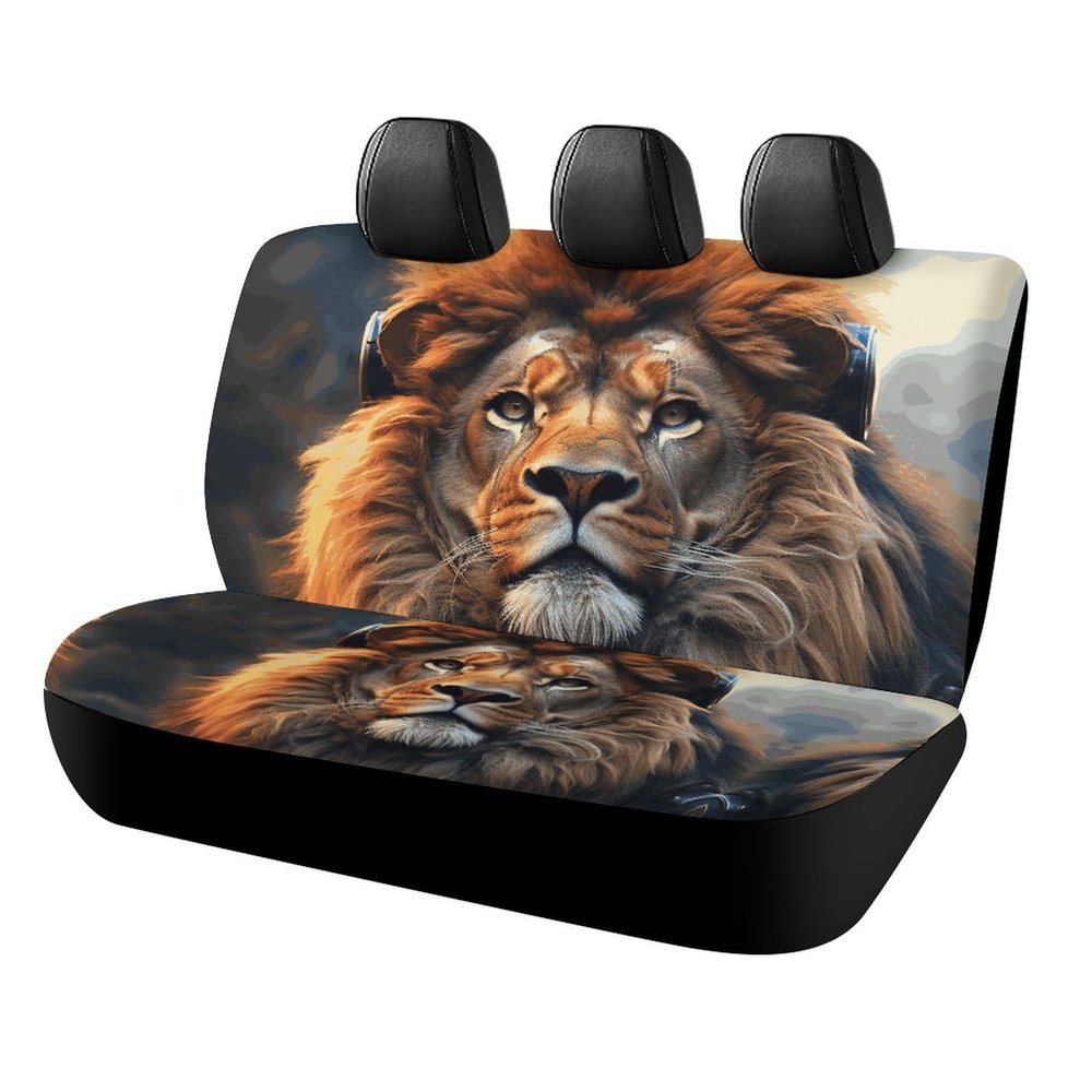 NWTRJ SciFi Lion Car Back Seat Covers Soft Waterproof Cars Rear Bench Cushion Covers Dust and Scratch Proof Auto Backrest Protector Cover Universal Fit Most Trucks SUV Van