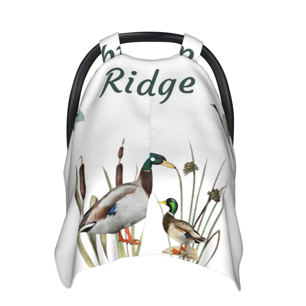 Custom Baby Car Seat Canopy with Name, Personalized Stroller Baby Car Seat Covers for Boys Girls, Minky Nursing Carseat Cover for Breastfeeding, Car Seat Canopies for Infant Newborn(Wild Duck)