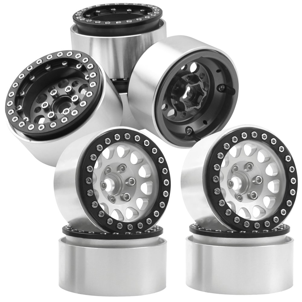 Aluminum Alloy 1.9" Beadlock Wheel Rims Hubs & Metal 1.9 inch Beadlock Wheel Rims Set Wheel Hubs 12mm Hex
