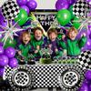 Monster Truck Birthday Party Decorations Racing Balloon Arch kit Large Wheel Checkered Balloon Honeycomb Centerpieces Backdrop Tablecloth Cake Topper view 4
