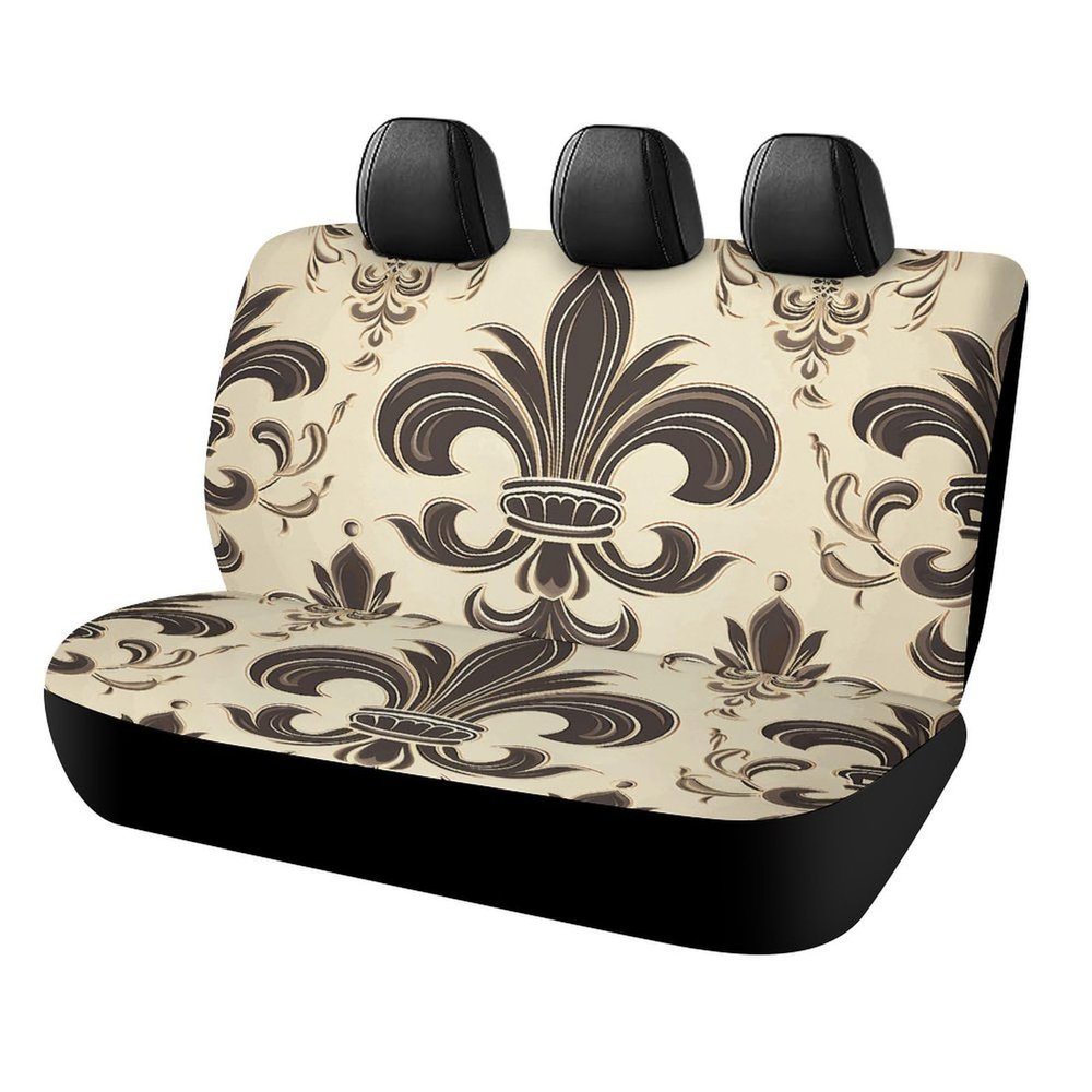 NWTRJ Fleur-de-Lis and Coat Arms Knight Car Back Seat Covers Soft Waterproof Cars Rear Bench Cushion Covers Dust and Scratch Proof Auto Backrest Protector Cover Universal Fit Most Trucks SUV Van