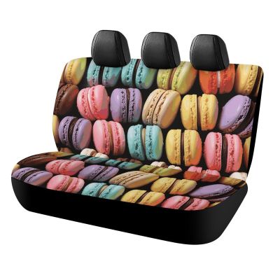 NWTRJ Macaron Biscuit Flavored Pastries Car Back Seat Covers Soft Waterproof Cars Rear Bench Cushion Covers Dust and Scratch Proof Auto Backrest Protector Cover Universal Fit Most Trucks SUV Van