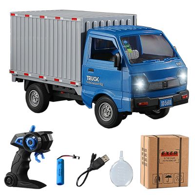 GoolRC Remote Control Truck for Teens, 2.4GHz 1:16 Remote Controlled Transport Car with LED Light & Spray Function, Rear Compartment Transport Goods, Toy Trucks for Teens Gifts