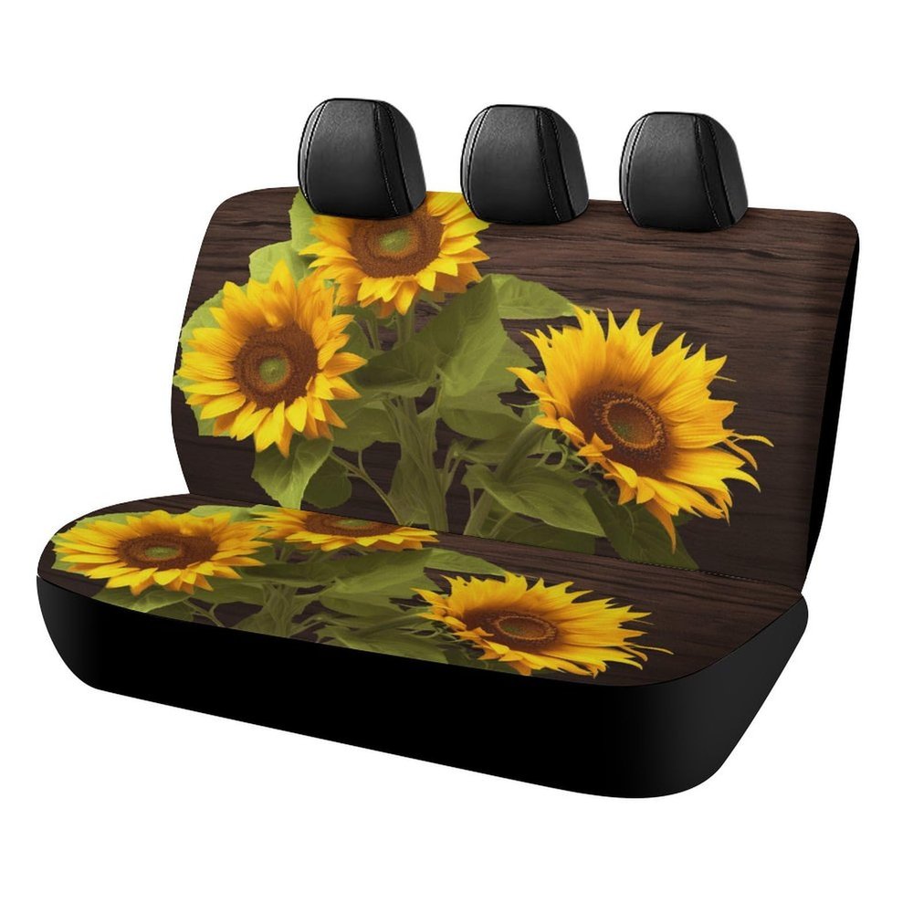 NWTRJ Sunflower Plant Car Back Seat Covers Soft Waterproof Cars Rear Bench Cushion Covers Dust and Scratch Proof Auto Backrest Protector Cover Universal Fit Most Trucks SUV Van
