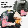 Kick Mat Back Seat Protector for Car 2 Pack Extra Large Car Back Seat Cover with 3 Storage Pockets Waterproof Seat Back Protector tropical leaves and flamingo Backseat Car Organizer for Trucks SUV view 2