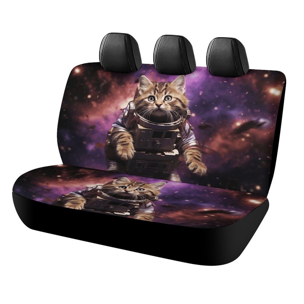 NWTRJ A Cat in Outer Space Car Back Seat Covers Soft Waterproof Cars Rear Bench Cushion Covers Dust and Scratch Proof Auto Backrest Protector Cover Universal Fit Most Trucks SUV Van