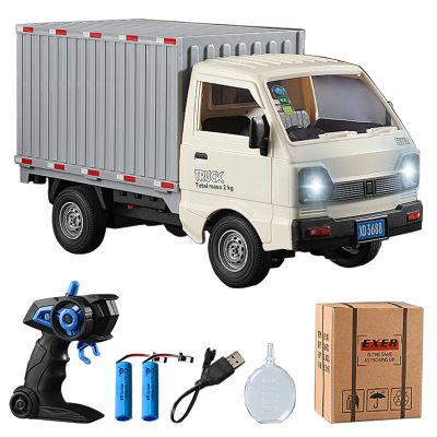 GoolRC Remote Control Truck for Teens, 2.4GHz 1:16 Remote Controlled Transport Car with LED Light & Spray Function, Rear Compartment Transport Goods, Toy Trucks for Teens Gifts