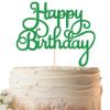 EONNCNT Happy Birthday Cake Topper - Green Glitter Birthday Party Cake Decoration Supplies, Photo Booth Props view 1