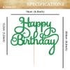 EONNCNT Happy Birthday Cake Topper - Green Glitter Birthday Party Cake Decoration Supplies, Photo Booth Props view 3