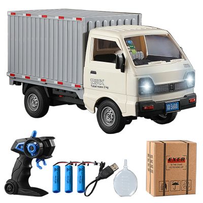 GoolRC Remote Control Truck for Teens, 2.4GHz 1:16 Remote Controlled Transport Car with LED Light & Spray Function, Rear Compartment Transport Goods, Toy Trucks for Teens Gifts