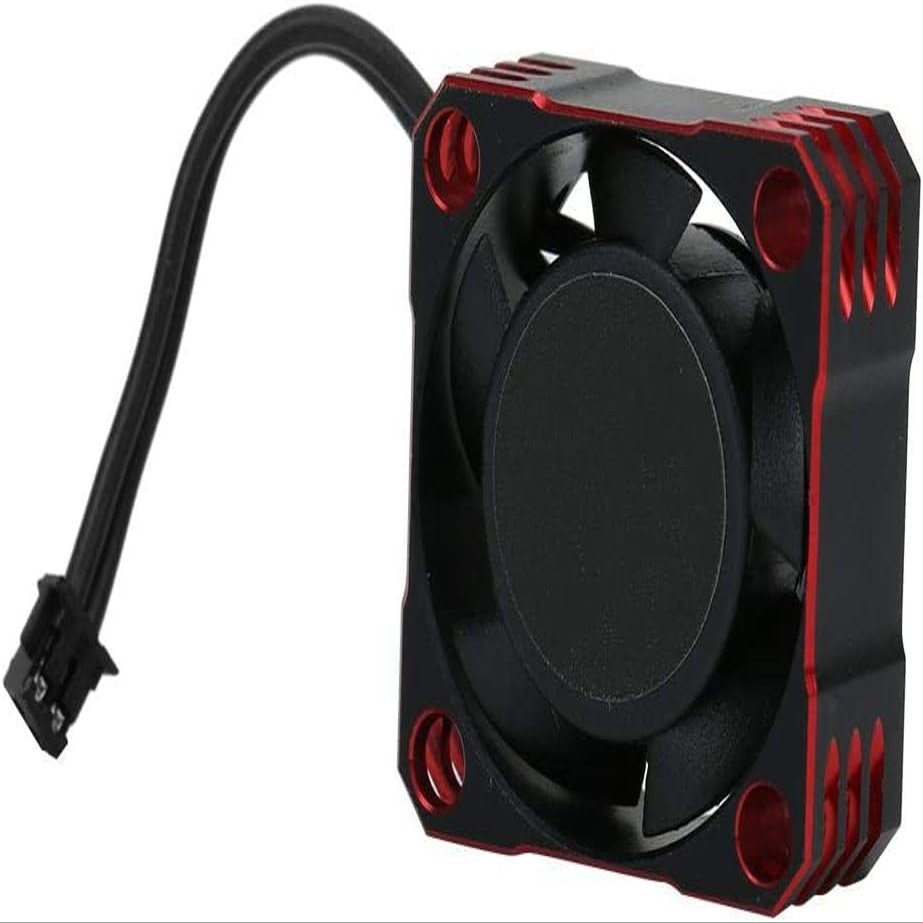 Auttoop Aluminum 32000RPM 25x25MM RC Cooling Fan Remote Control Vehicle Heat Dissipation Fan RC Electronic Speed Controller Strong Metal Fan for 1/10, 1/8, 1/12 Scale RC Car 25Mm Rc Fan Black Red