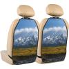 VTCTOASY Kick Mat Back Seat Protector for Car 2 Pack Extra Large Car Back Seat Cover with 3 Storage Pockets Waterproof Seat Back Protector Summer Snow Mountain Backseat Car Organizer for Trucks SUV view 1